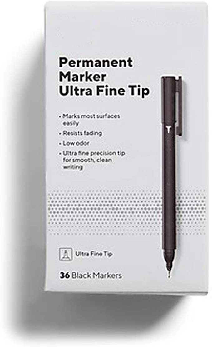 TRU RED Pen Permanent Markers Ultra Fine Tip Blk 36/Pack TR54546